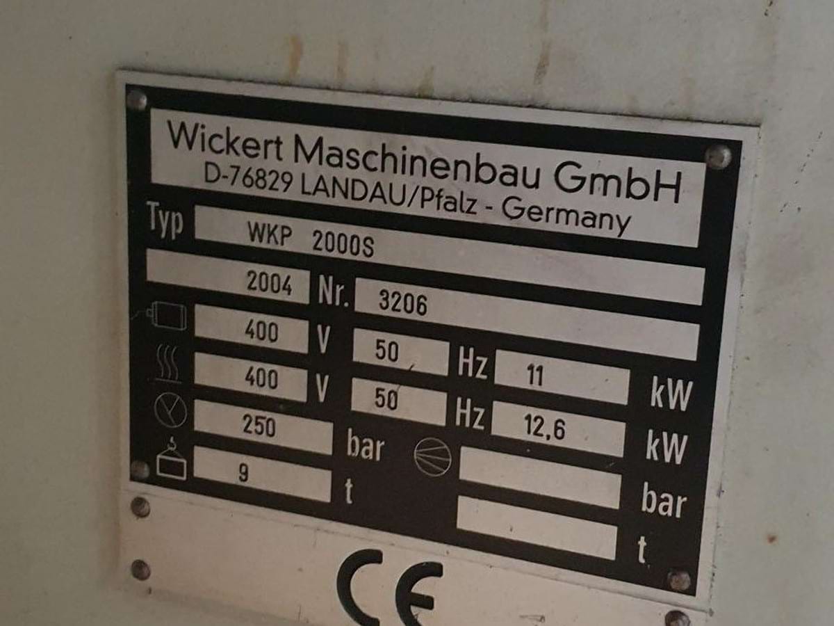 Vulkanisationspresse WKP 2000 S – Typenschild
